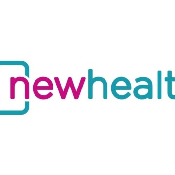 Afbeelding van het NewHealth logo tegen een witte achtergrond.