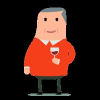Avatar van de Mirro module Alcohol en ouderen. Het is een poppetje met grijs haar en een glas wijn.